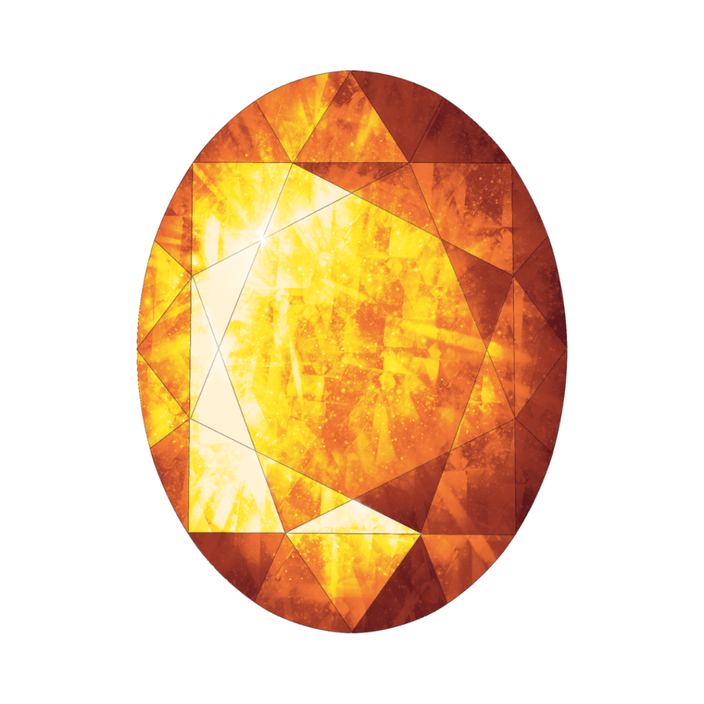 A diamond with a yellow and orange color.