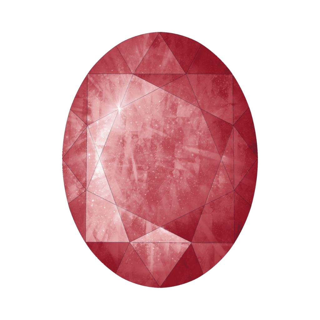 A red diamond in a circular shape.